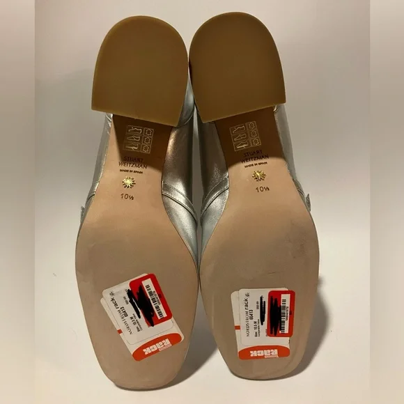 Stuart Weitzman Silver geo Loafers heels with Crystal Buckle 10.5 - Picture 6 of 6